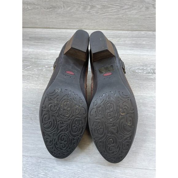 Clarks Artisan Mural Women's Bootie Ankle Clogs Heel Boot Leather 10 Brown Shoes - Picture 7 of 11